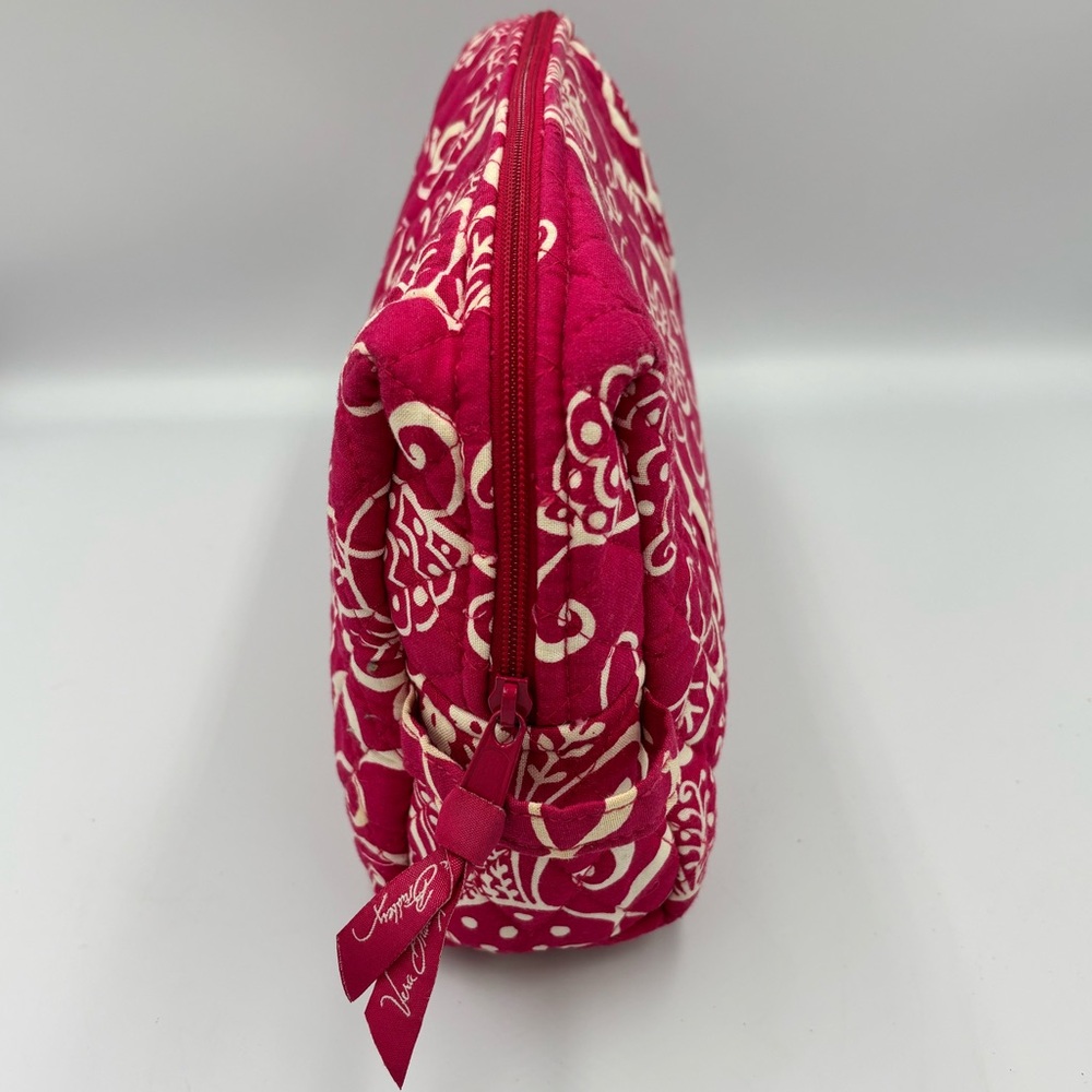 Vera Bradley Large Cosmetic Bag in Twirly Bird Pink Pattern, Waterproof Lining - Picture 3 of 11